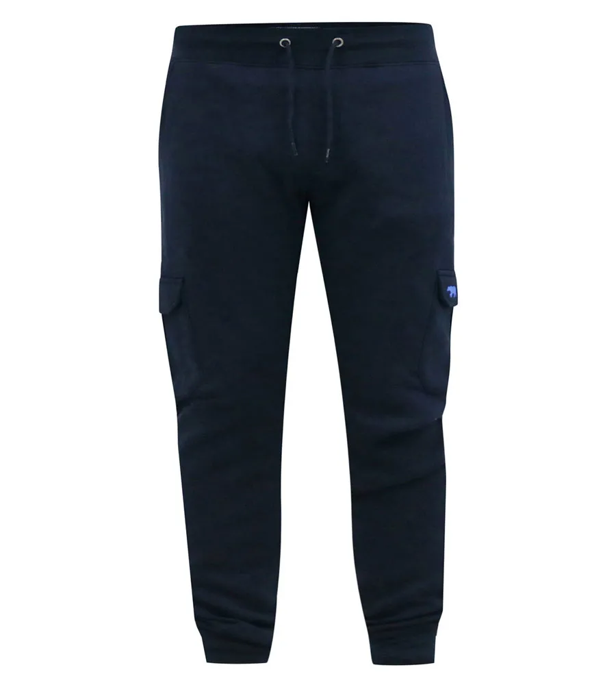 D555 Big Mens Navy Joggers With Cargo Pocket and Ribbed Cuffs (TILDEN 1)